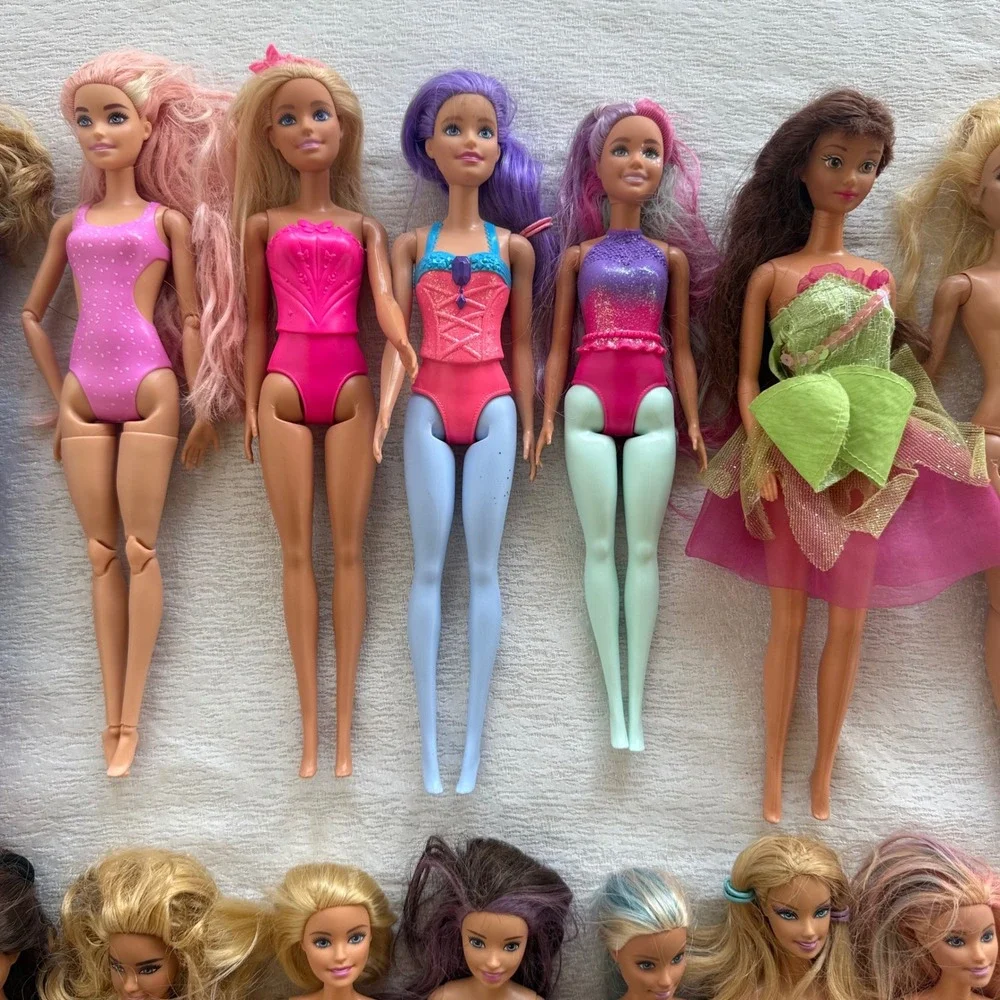 Lot of 18 Mattel Barbie Dolls Mixed Fashion Princess Nude OOAK Mermaid Ballerina